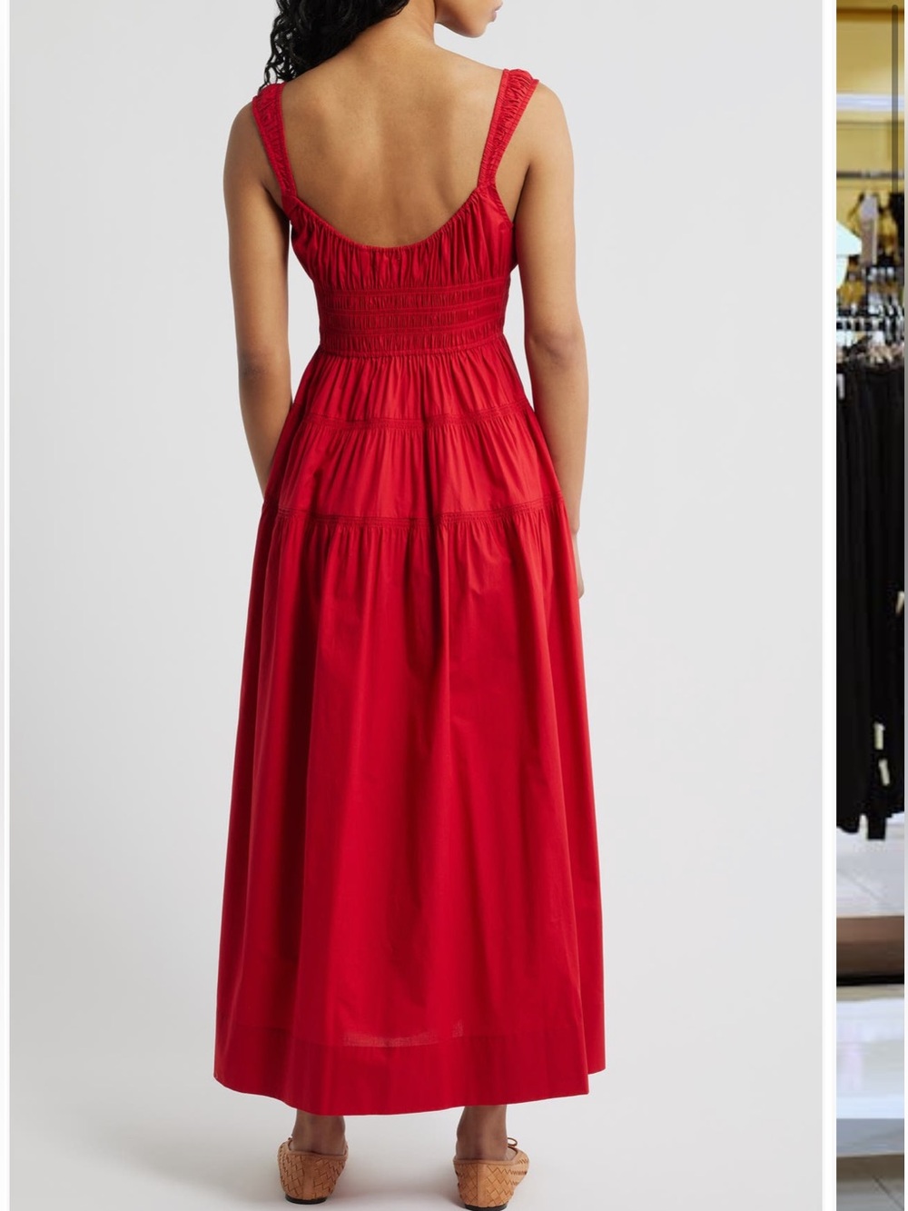 Doen Clover Red Dress Poplin Organic Cotton Tiered Sundress - Picture 3 of 15